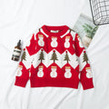 Jacquard Snowman Christmas Tree Parent-child Pullover