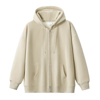 Fleece Cardigan Sweater Men's Simplicity Solid Color Loose-fitting Versatile Casual Hooded Coat