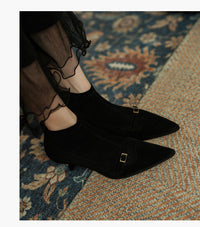 Black Womens Ankle Boots With A Thin Heel Stylish Versatile And Figure-flattering