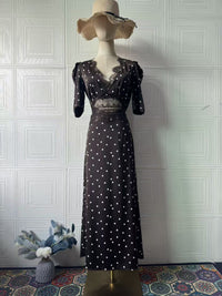 Retro Short-Sleeve Polka-Dot Lace Dress