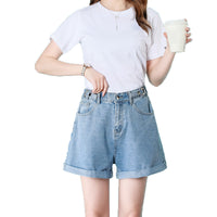 Women's Fashion Slim Elastic Waist Denim Shorts