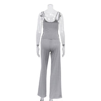 Sleeveless Backless Camisole Top And Elastic Waist Trousers Two-piece Set