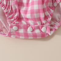 Infant Toddler Plaid Short Sleeve Lapel Romper