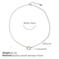 Retro Gentle And Elegant Freshwater Pearl Bracelet And Necklace Set With Stainless Steel Metal Clasps For Commuting Collar Chain