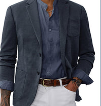 Business-Casual Printed Blazer With Double Buttons