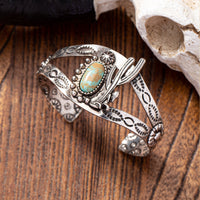 Retro Western-style Denim Turquoise Decorative Open Bracelet