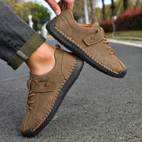 Large-size Mens Short Boots With Hand-stitched Detailing