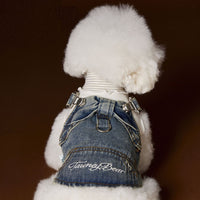 Teddy Bichon Small And Medium-sized Dogs Sleeveless New Denim Suspender Skirt