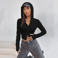 Street Style Design Zip-up Cardigan Long Sleeve Women's Top