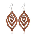 European And American Retro Style Wood Hollow Stud Earrings