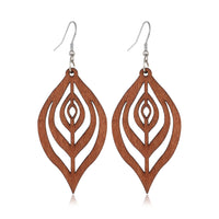 European And American Retro Style Wood Hollow Stud Earrings