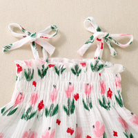 Baby Girl Cute Flowers Sling Half-length Lace Skirt Shorts Suit
