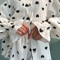 Spotted Print Long-Sleeve Shorts Loungewear Two-Piece Set