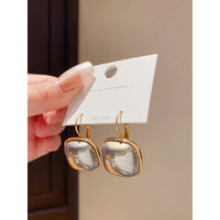 European And American Retro French-Style Square Gray Pearl Ear Clips