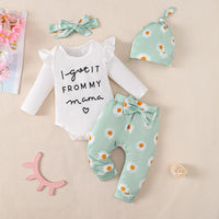 Baby Girl Cotton Romper 4-piece Set