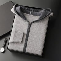Casual Zip-up Hooded Cashmere Cardigan Sweater
