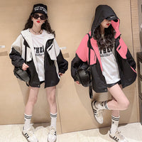 Girl All-match Western Style Fashion Colorblock Coat