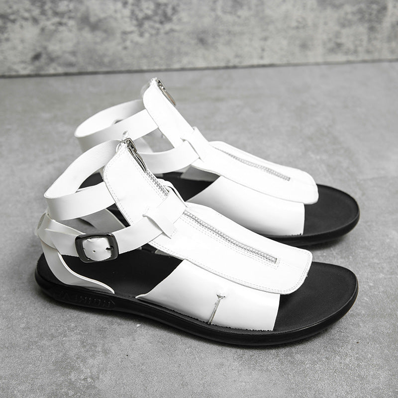 Plus Size Zipper Roman Sandals Casual Hollow Out