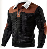 Men's Fitted Top With Printed Pattern And Faux Fur Collar