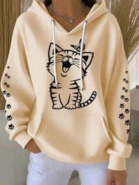 Women's 3D Printed Casual Waffle Hoodie