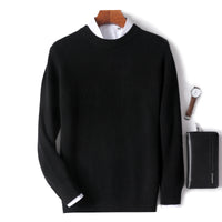 Men's Thickened Pullover Sheep Fur Sweater Loose Round Neck Solid Color Sweater