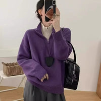 Casual Versatile Loose False Two Pieces Advanced Design Sweater