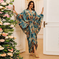 Fashionable Printed Robe-Style Hooded Dress