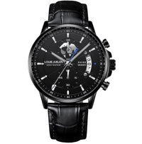 Business Three-eye Timing Leather Luminous Watch Steel Band