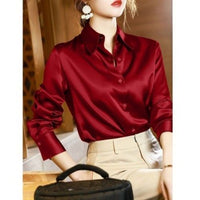 Satin Real Silk Shirt Elegant High-end