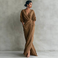 Womens V-neck Waist-cinching Dress