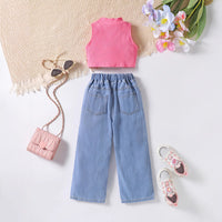 New Girls' Solid Color Sleeveless Vest Letters