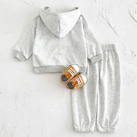 Fashion Personality Children's Gray Hoodie Suit