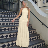 Summer Fashion Backless Halter Pleated Dress