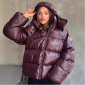 Glossy Removable Cotton Coat For Women