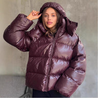 Glossy Removable Cotton Coat For Women