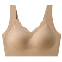 Seamless Warm Muscle Anti-gravity Wireless Fixed Cup V-neck Lifting Push Up Comfort Breathable Beauty Back Bra