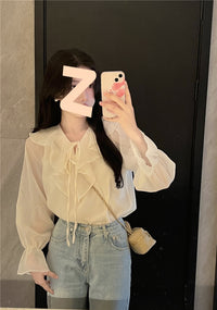 Ruffled Tied Puff Sleeve Shirt Women
