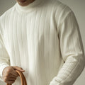 Half Turtleneck Bottoming Mid Collar Sunken Stripe Knitwear Sweater For Men