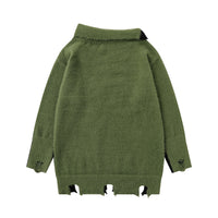 Autumn And Winter Design Sense Niche Women's Diagonal Collar Idle Style Loose And Warm Knitwear