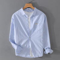 Oxford Japanese Style Shirt Cotton Clothes Leisure Iron-free Stripes