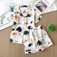Summer Thin Cotton Gauze Loungewear Two-piece Suit