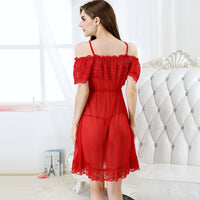 Sexy sling nightdress female lace perspective outfit