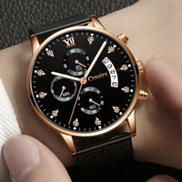 Men's Waterproof Luminous Multi-functional Diamond Quartz Watch
