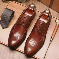 Men's British Pointed Toe Business Formal Wear Wedding Shoes