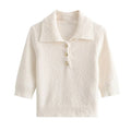 Autumn New Elegant Lapel Elbow Sleeve Sweater Women