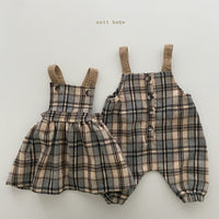 Boys And Girls Plaid Wide Crotch Korean Style Jumpsuit Casual
