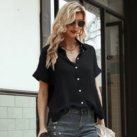 Women's Solid Color Short-sleeve Casual Loose Shirt T-shirt