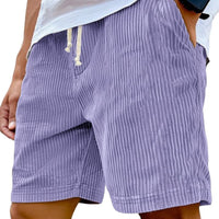 Men's Retro Embroidered Corduroy Fashionable Lace-up Casual Shorts