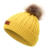 Cute wool ball knitted hat