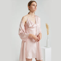 Simple Camisole Nightdress Nightgown Two-piece Set